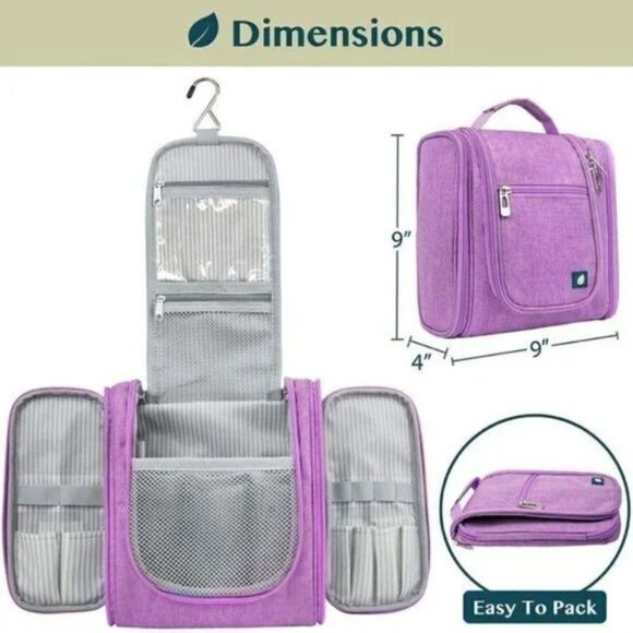 NEW TRAVEL Toiletry Bag Women Men Cosmetics Makeup Organizer Kit, Purple - Picture 1 of 7